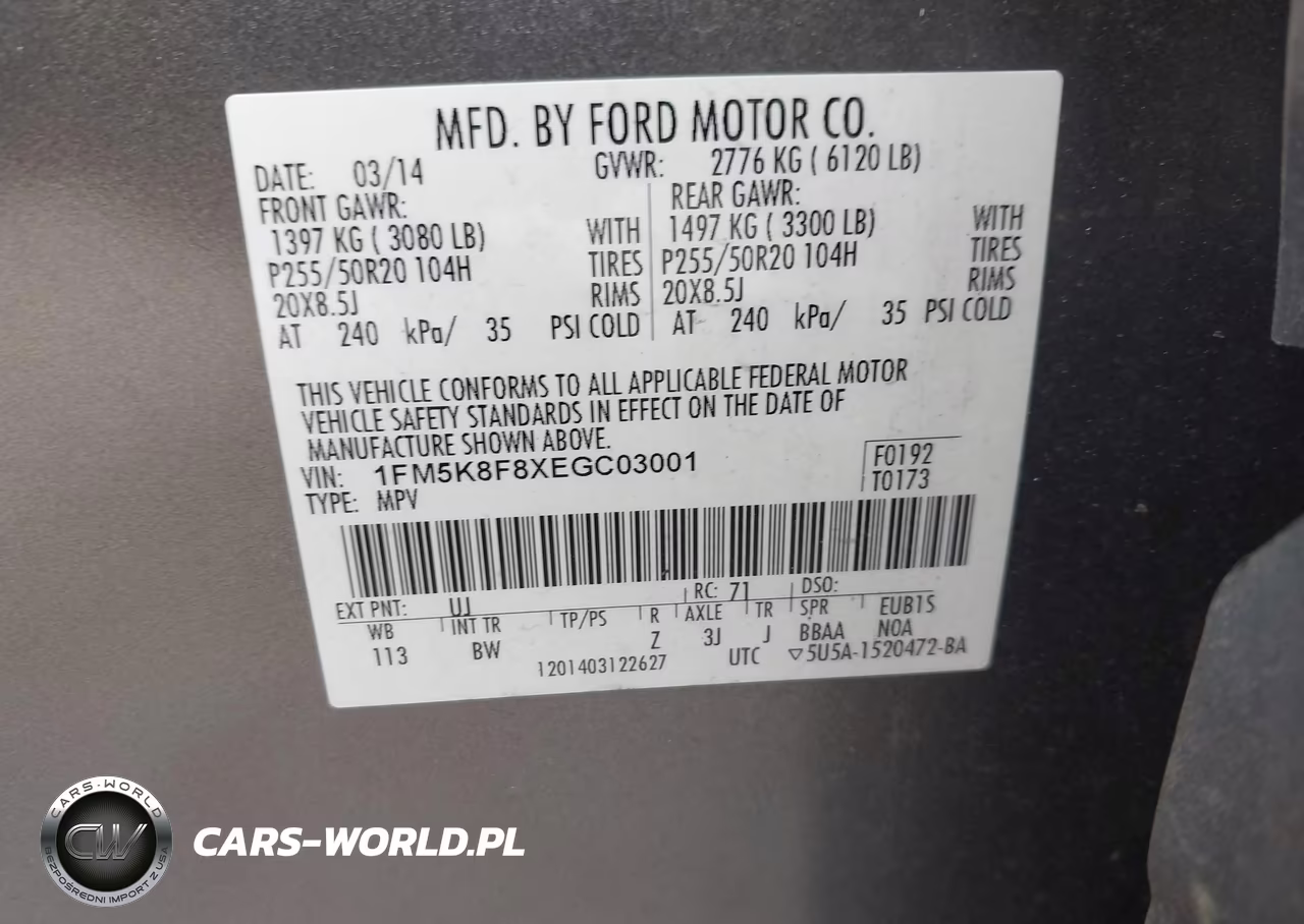 2014 Ford Explorer Limited VIN:1FM5K8F8XEGC03001 - 9