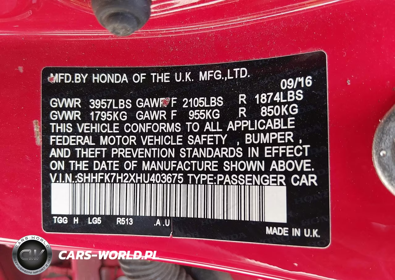 2017 Honda Civic Lx VIN:SHHFK7H2XHU403675 - 9