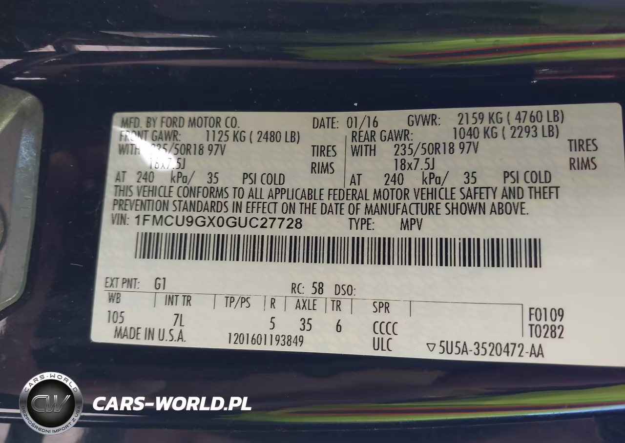 2016 Ford Escape Se VIN:1FMCU9GX0GUC27728 - 9