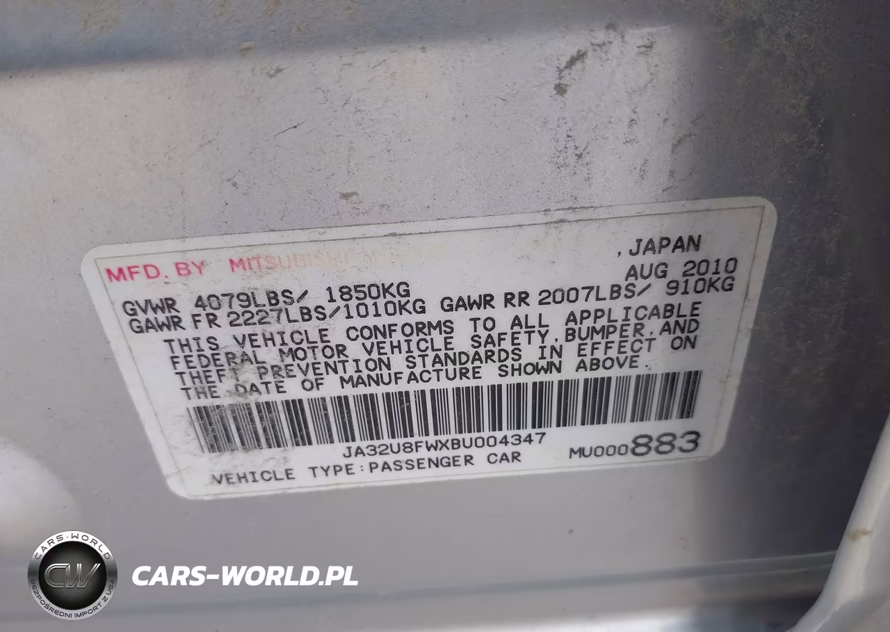 2011 Mitsubishi Lancer Gts VIN:JA32U8FWXBU004347 - 9