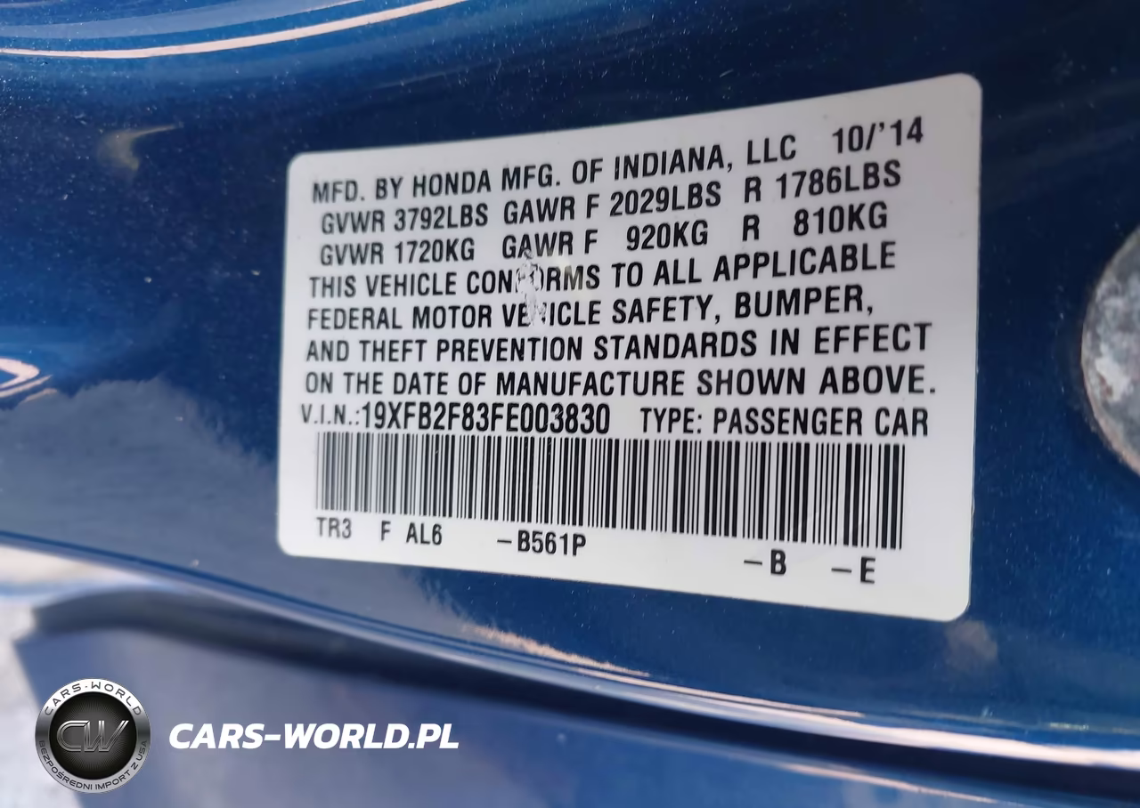 2015 Honda Civic Ex VIN:19XFB2F83FE003830 - 9