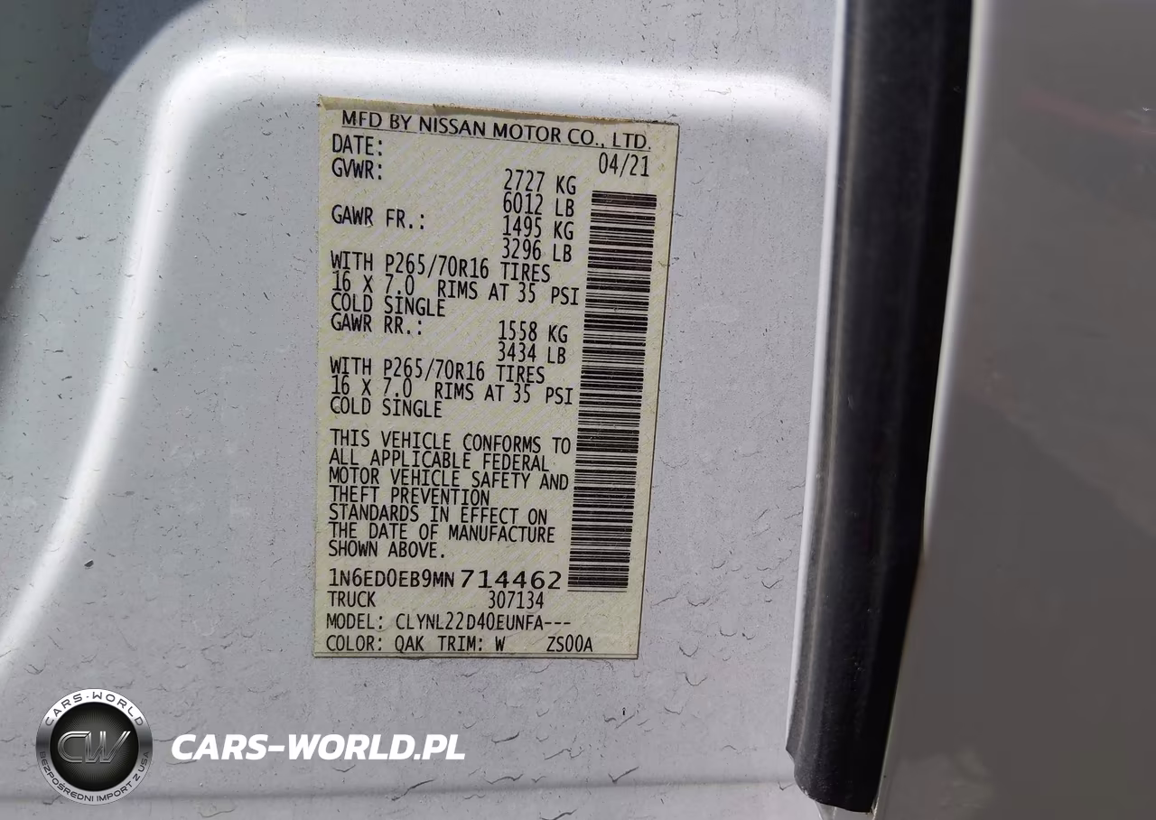 2021 Nissan Frontier Sv 4X4 VIN:1N6ED0EB9MN714462 - 9