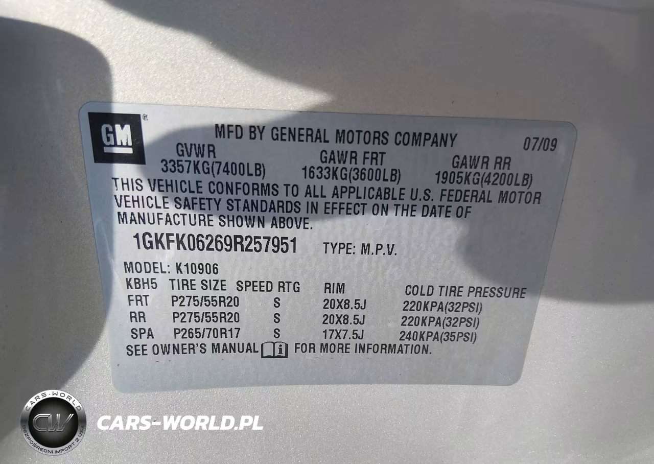 2009 GMC Yukon Xl 1500 Denali VIN:1GKFK06269R257951 - 9