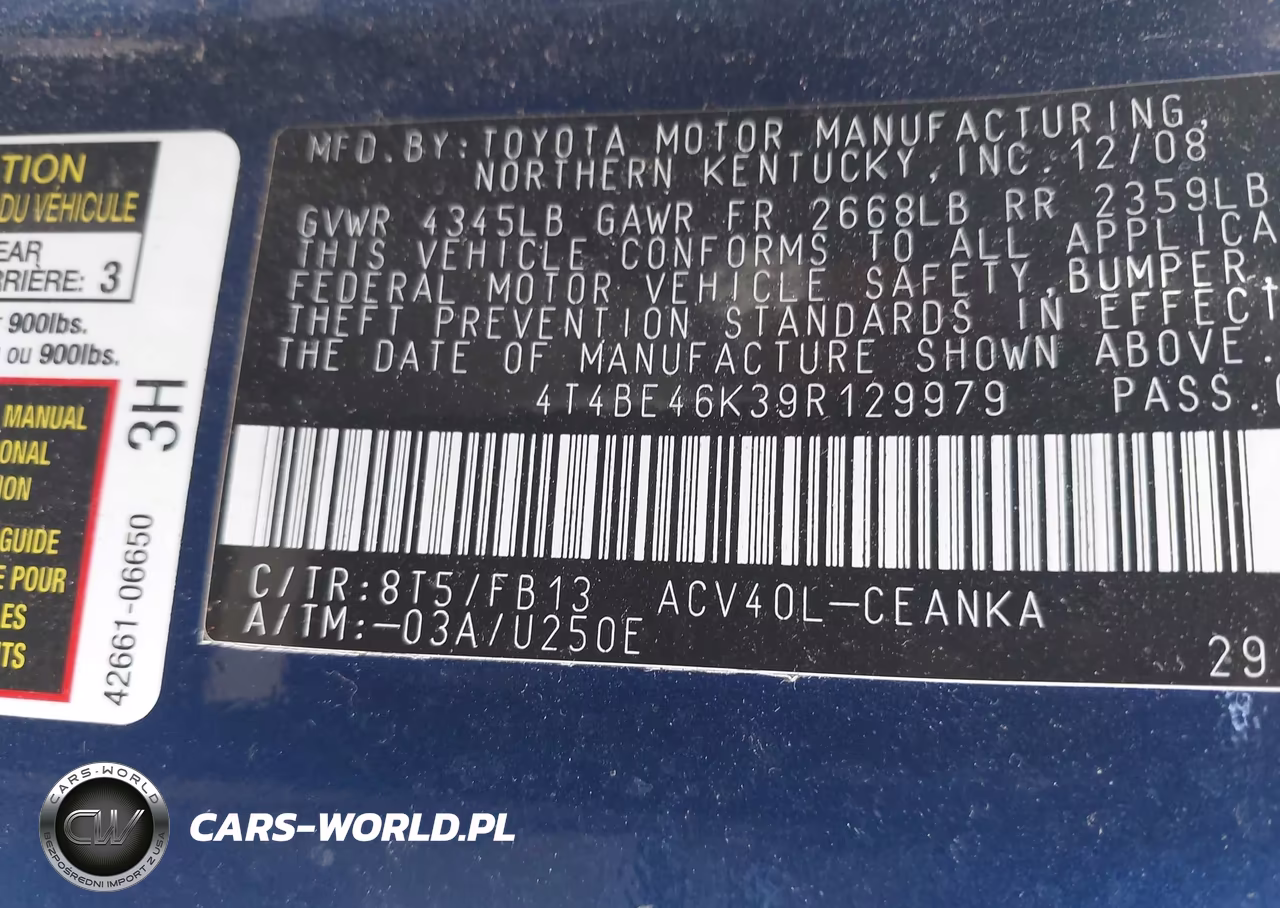 2009 Toyota Camry Le VIN:4T4BE46K39R129979 - 9