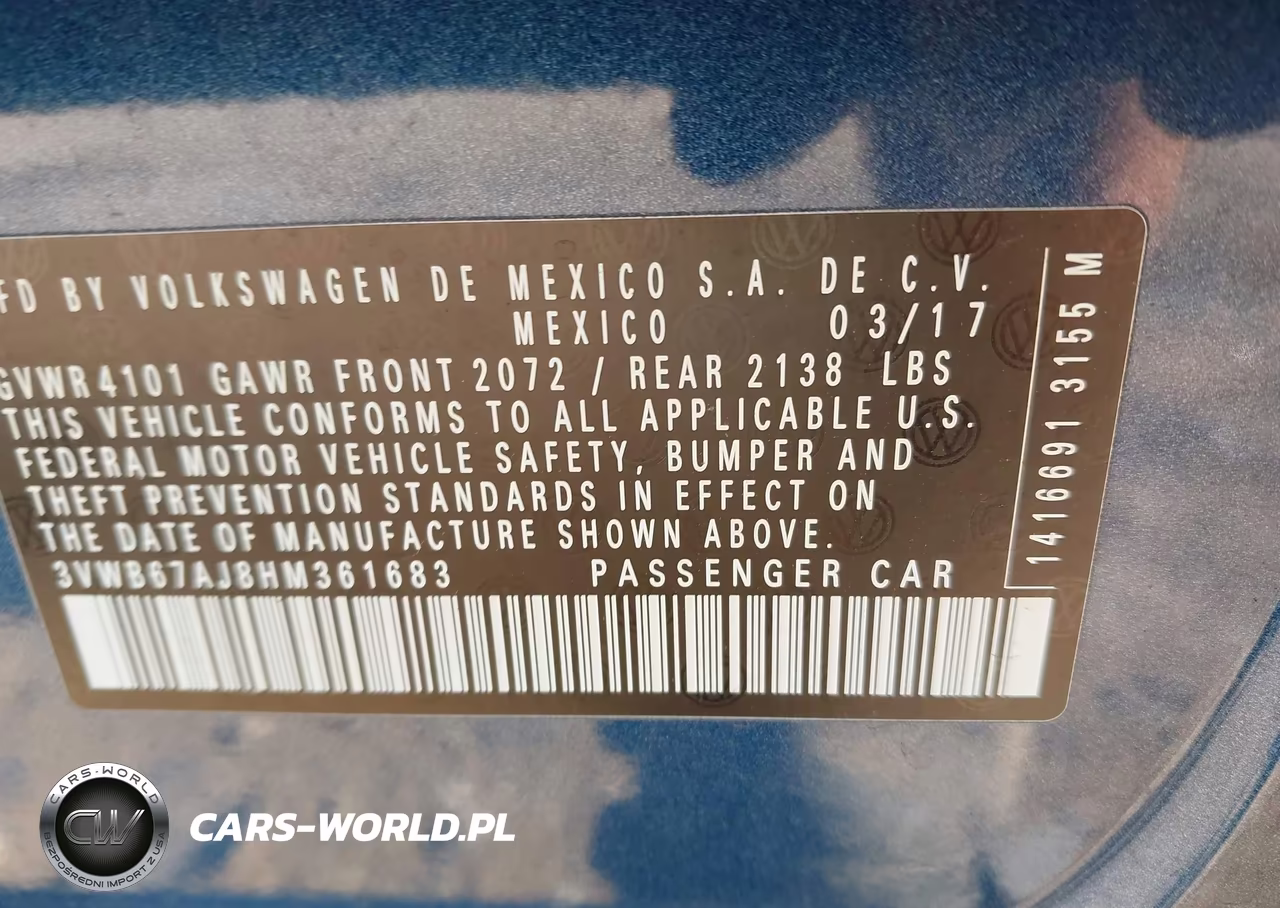 2017 Volkswagen Jetta 1.4T Se VIN:3VWB67AJ8HM361683 - 9