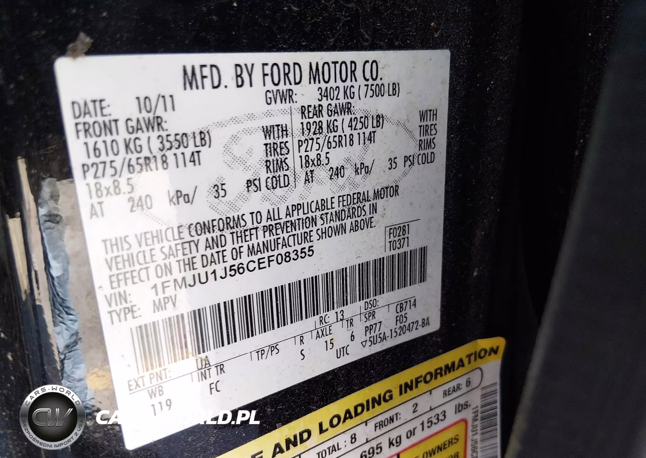 2012 Ford Expedition Xlt VIN:1FMJU1J56CEF08355 - 9