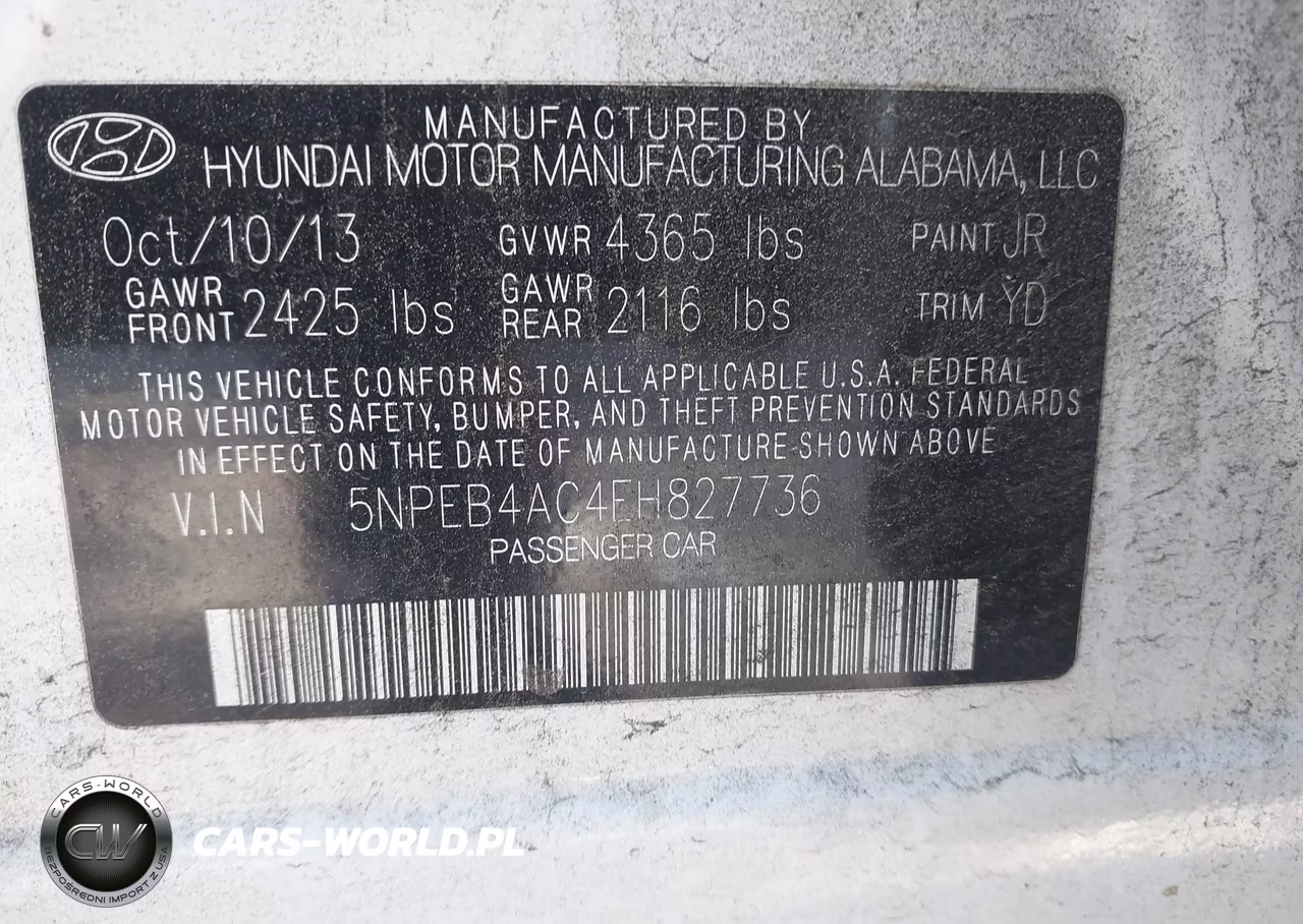 2014 Hyundai Sonata Gls VIN:5NPEB4AC4EH827736 - 9