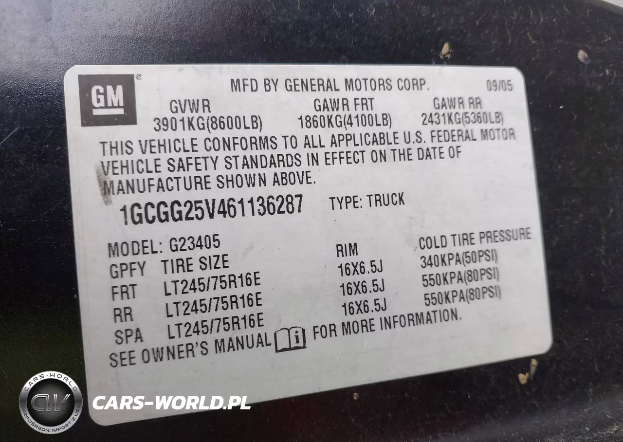 2006 Chevrolet Express Work Van VIN:1GCGG25V461136287 - 9
