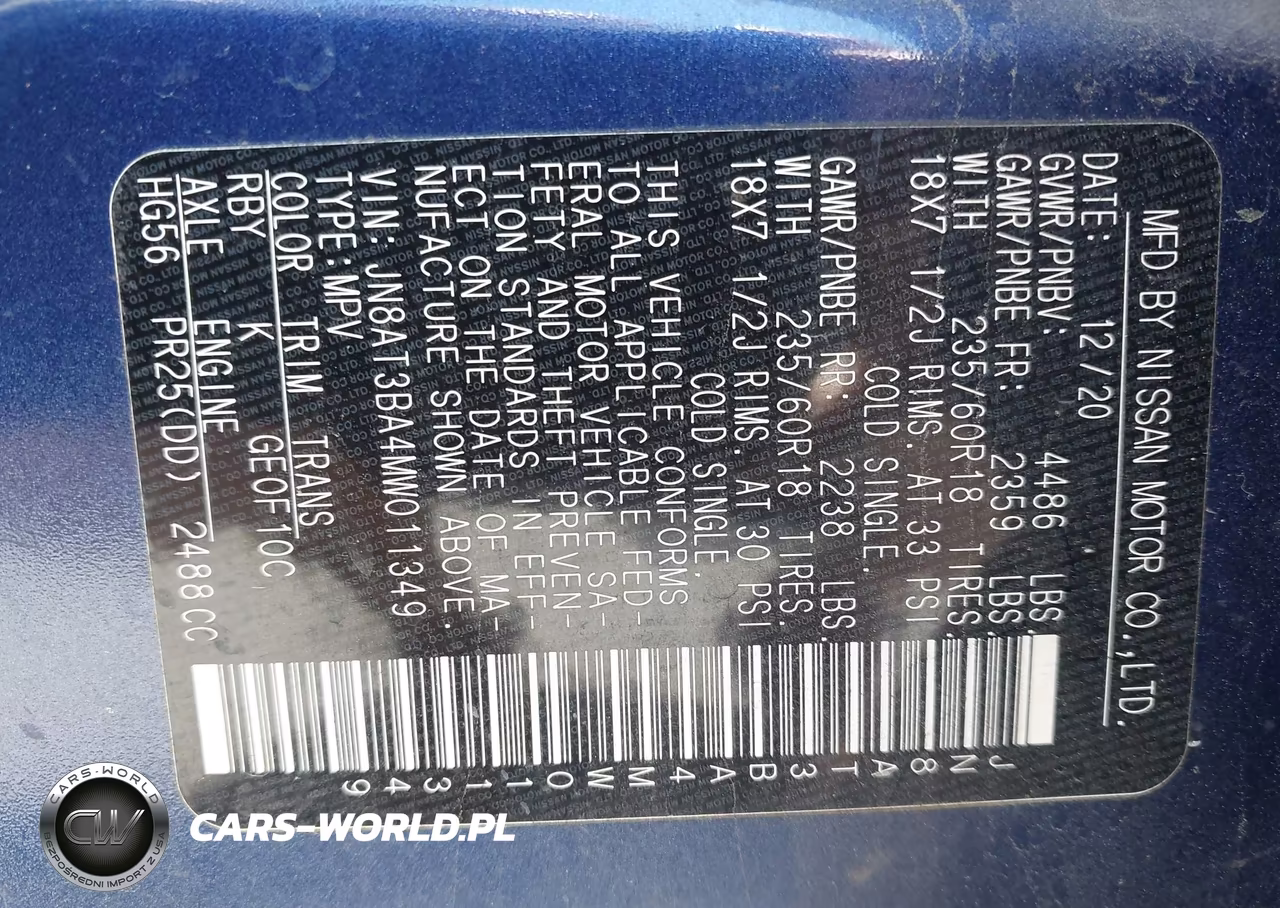 2021 Nissan Rogue Sv Fwd VIN:JN8AT3BA4MW011349 - 9