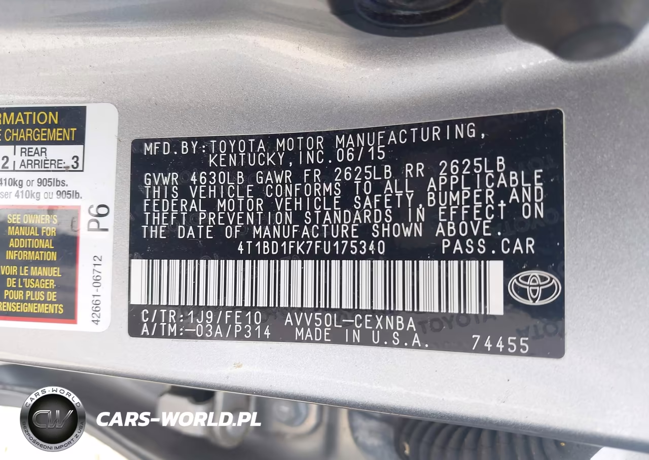 2015 Toyota Camry Hybrid Le VIN:4T1BD1FK7FU175340 - 9