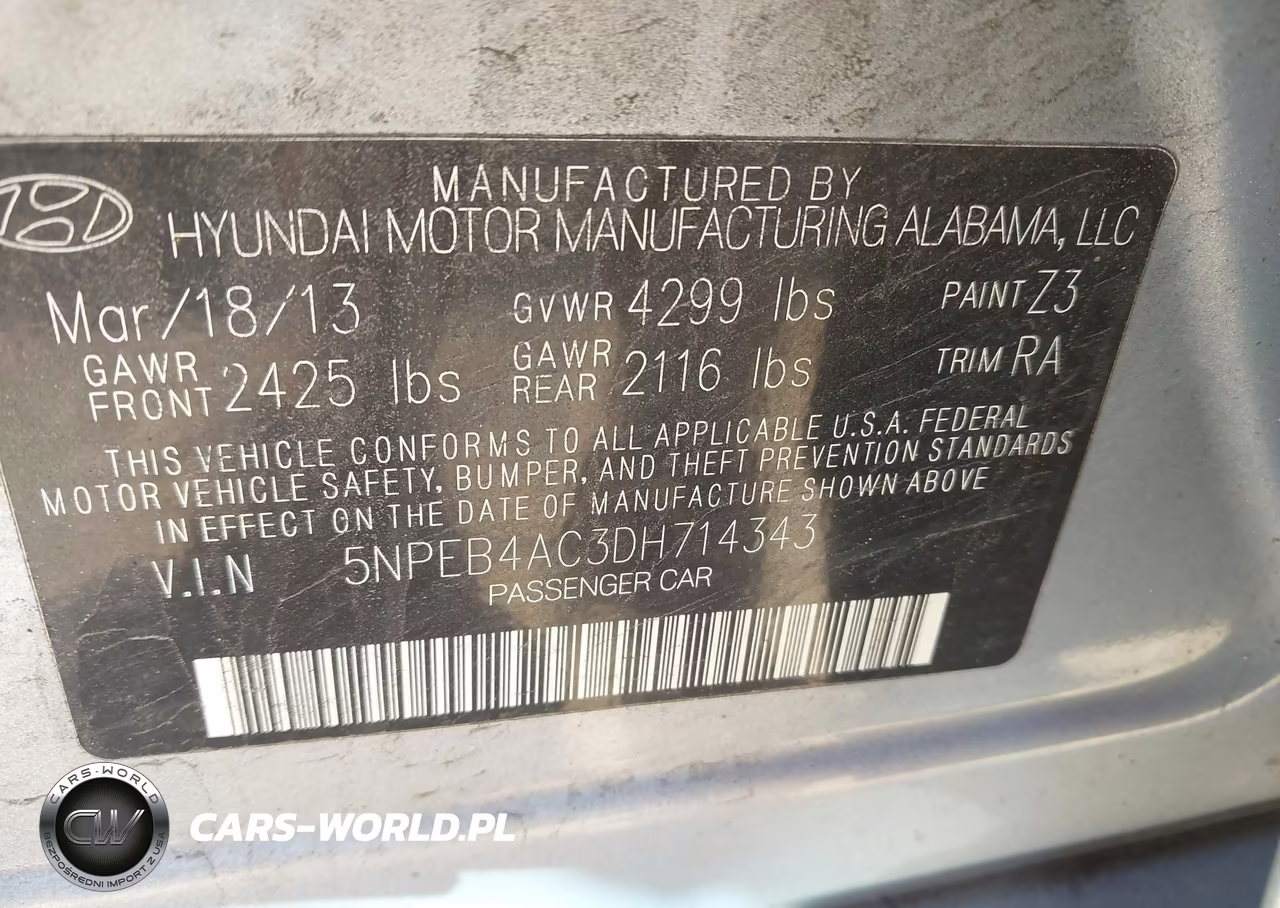 2013 Hyundai Sonata Gls VIN:5NPEB4AC3DH714343 - 9