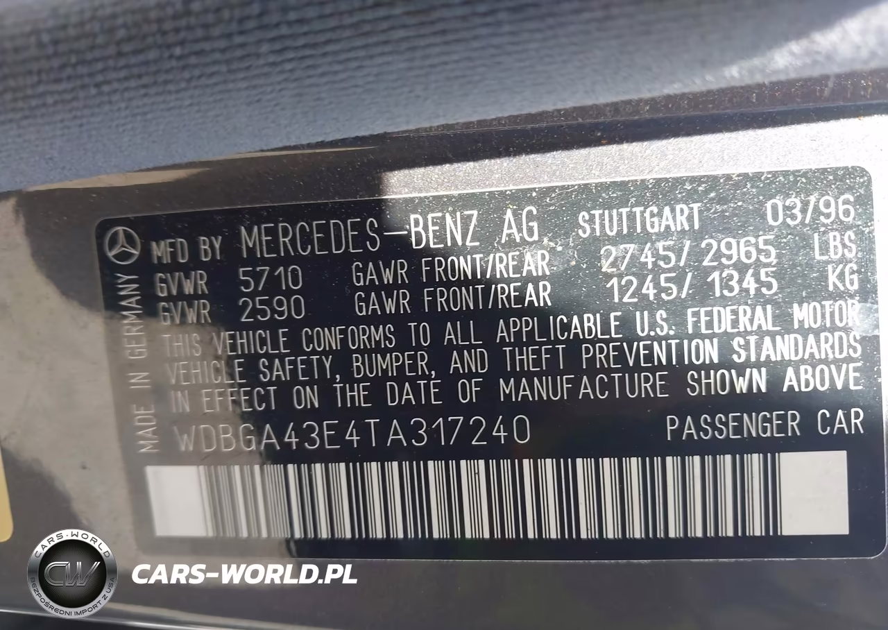 1996 Mercedes-Benz S 420 VIN:WDBGA43E4TA317240 - 9