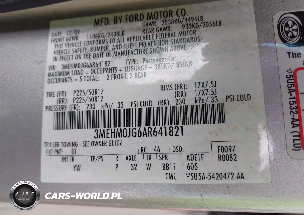 2010 Mercury Milan Premier VIN:3MEHM0JG6AR641821 - 9