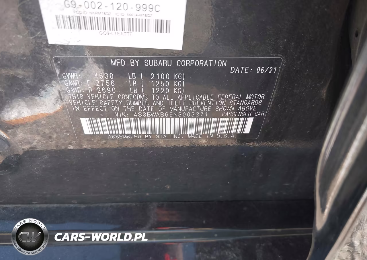 2022 Subaru Legacy VIN:4S3BWAB69N3003371 - 9