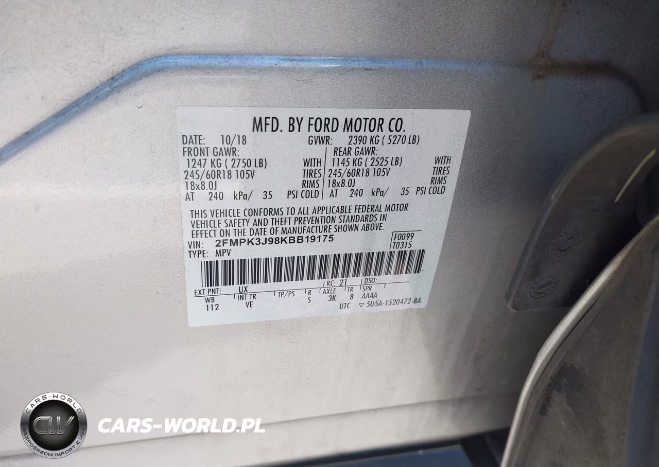 2019 Ford Edge Sel VIN:2FMPK3J98KBB19175 - 9