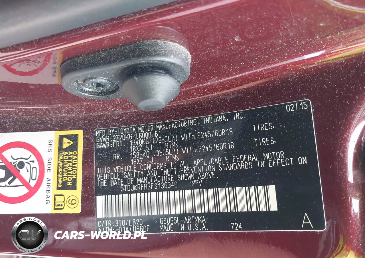 2015 Toyota Highlander Xle V6 VIN:5TDJKRFH3FS136340 - 9
