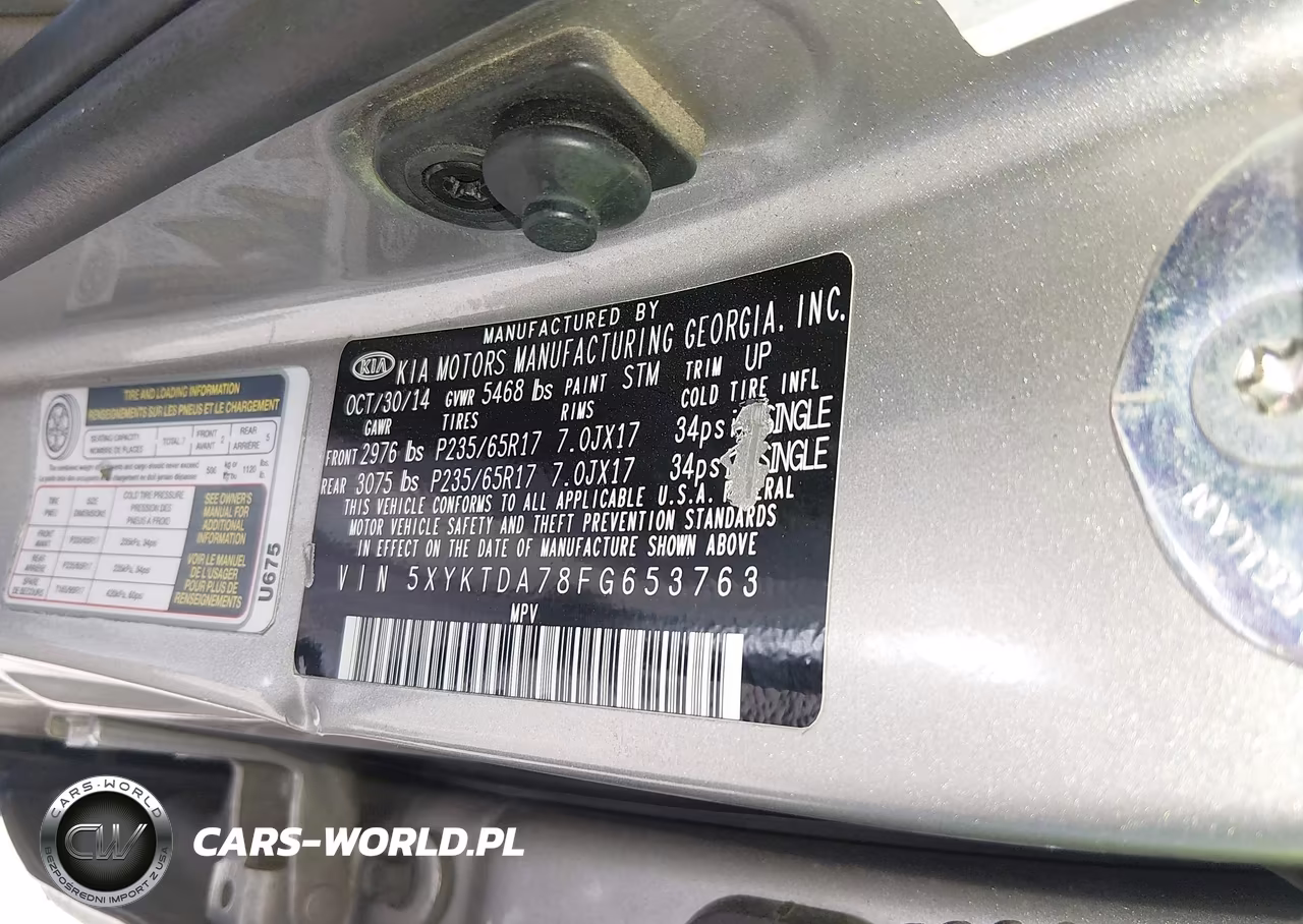 2015 Kia Sorento Lx V6 VIN:5XYKTDA78FG653763 - 9
