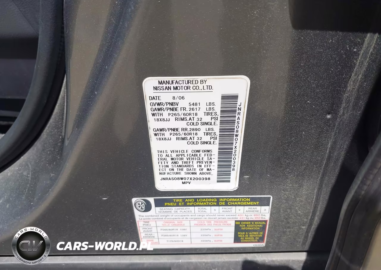 2007 Infiniti Fx35 VIN:JNRAS08W07X200398 - 9