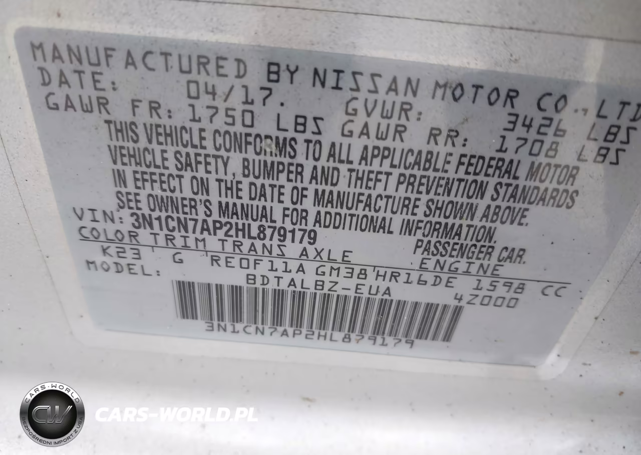 2017 Nissan Versa 1.6 Sv VIN:3N1CN7AP2HL879179 - 9