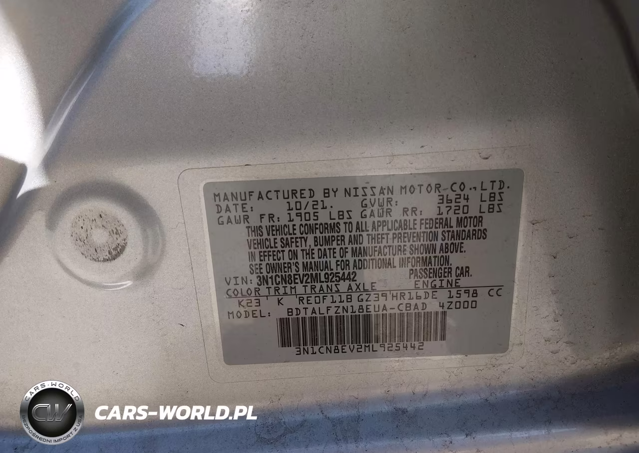 2021 Nissan Versa Sv Xtronic Cvt VIN:3N1CN8EV2ML925442 - 9