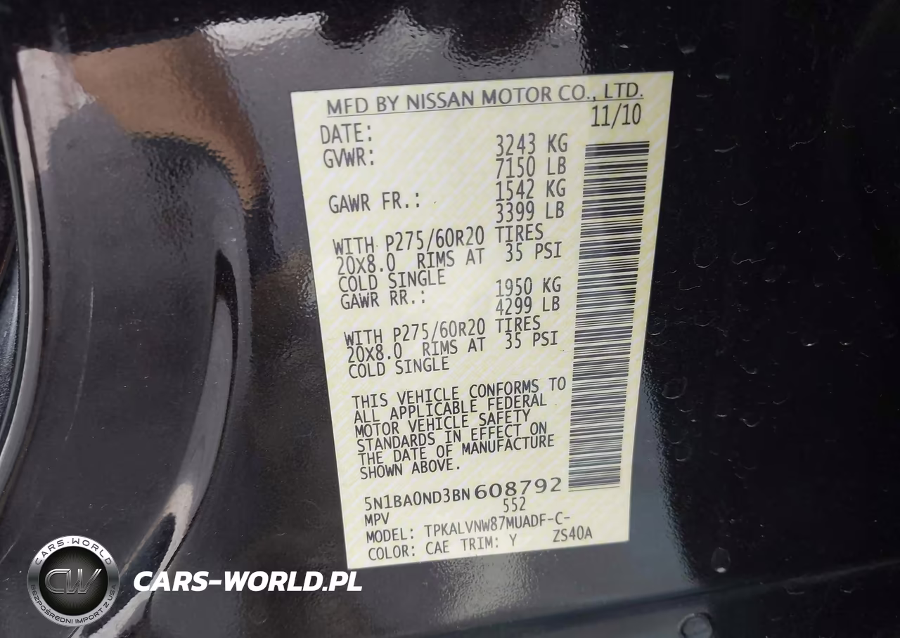 2011 Nissan Armada Sl VIN:5N1BA0ND3BN608792 - 9