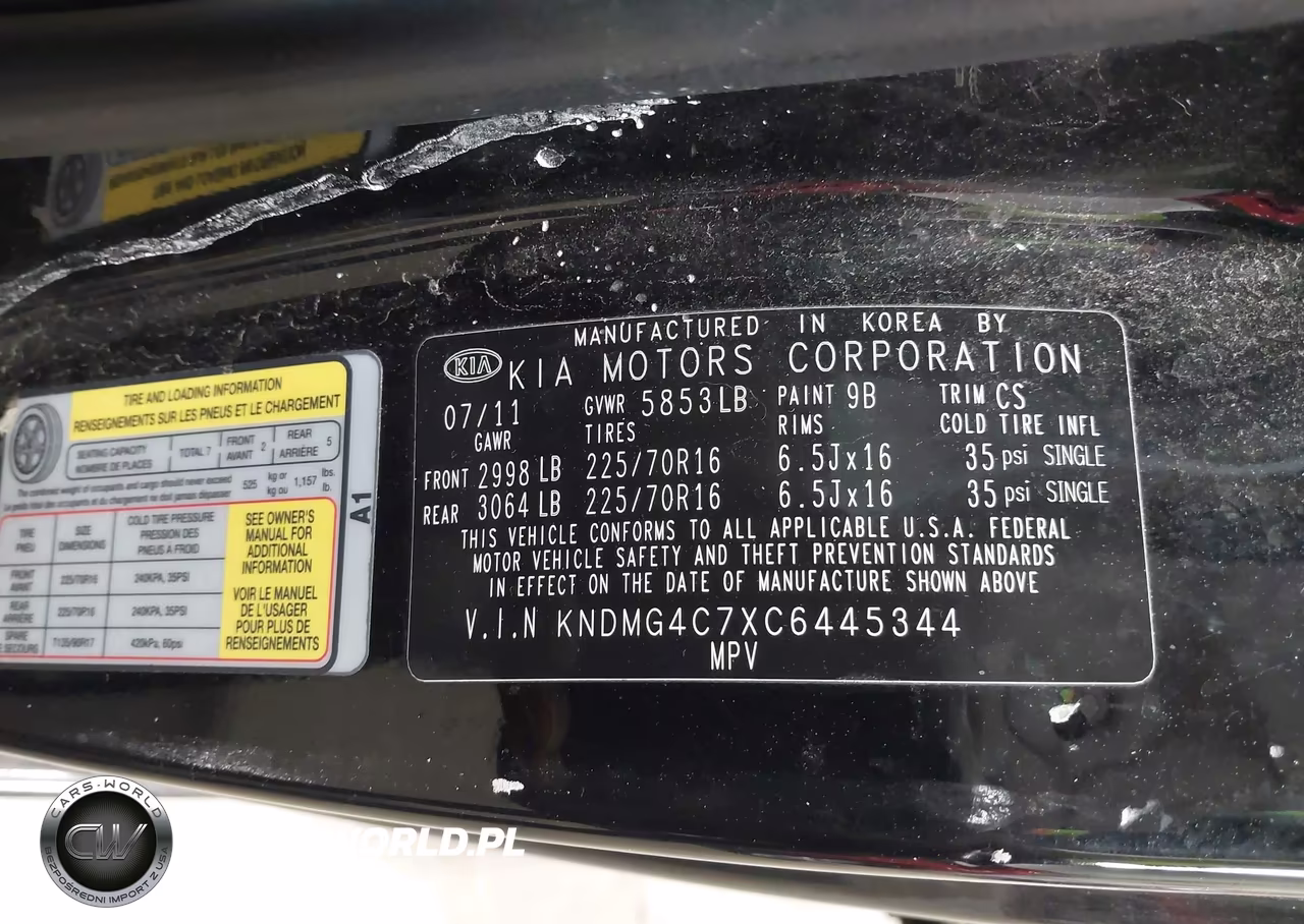 2012 Kia Sedona Lx VIN:KNDMG4C7XC6445344 - 9