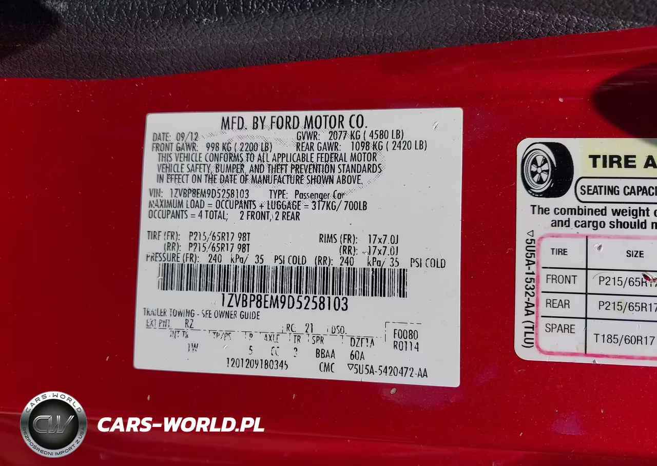 2013 Ford Mustang V6 VIN:1ZVBP8EM9D5258103 - 9