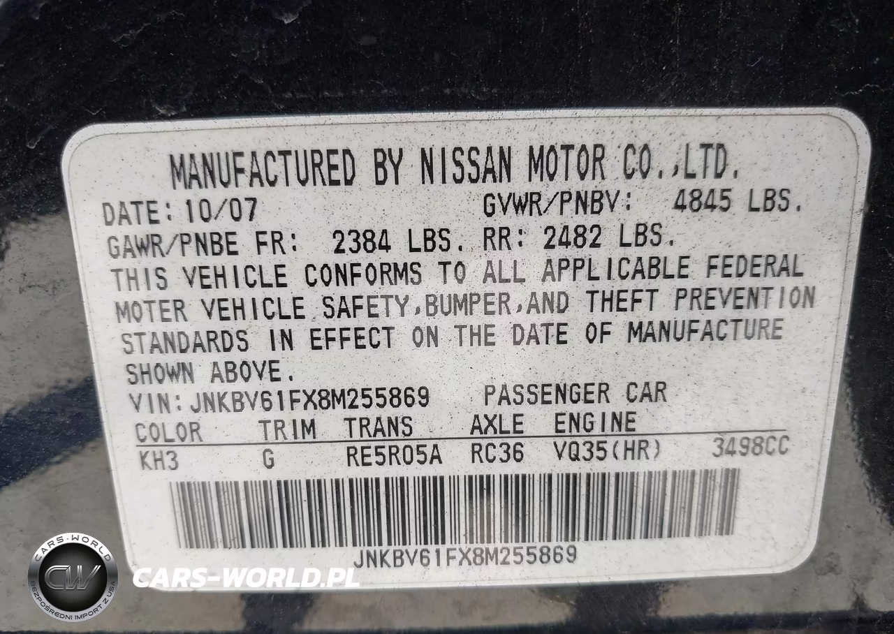 2008 Infiniti G35X VIN:JNKBV61FX8M255869 - 9