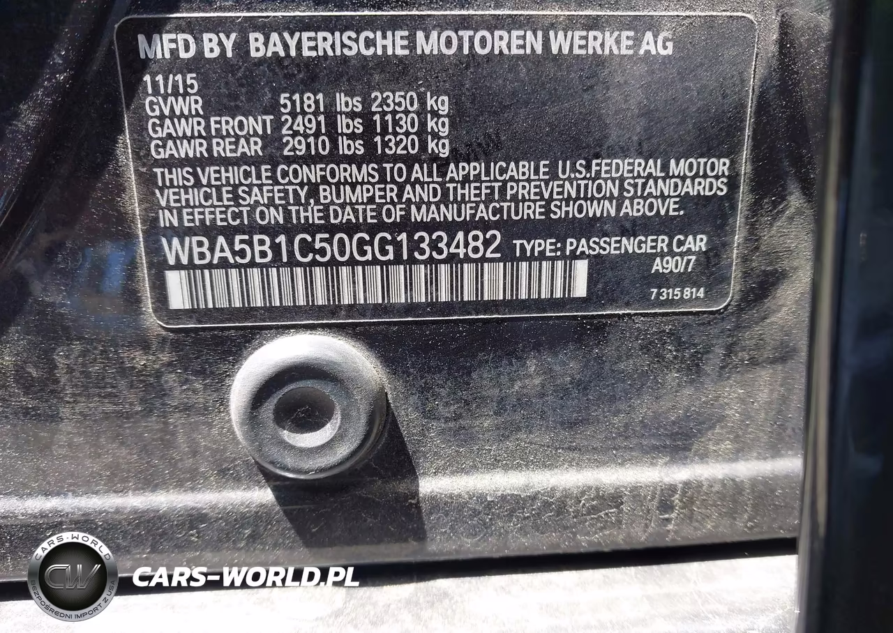 2016 BMW 535I VIN:WBA5B1C50GG133482 - 9
