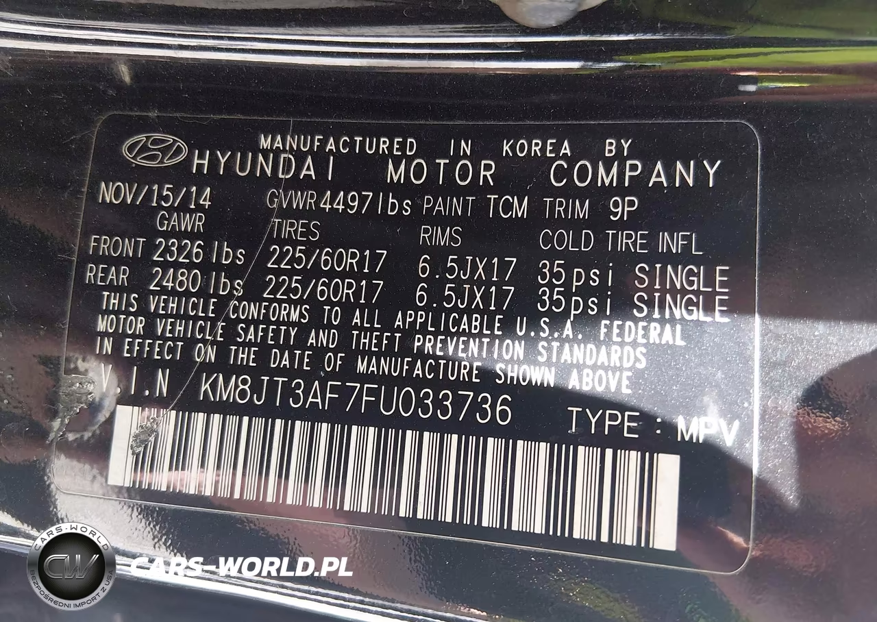 2015 Hyundai Tucson Gls VIN:KM8JT3AF7FU033736 - 9