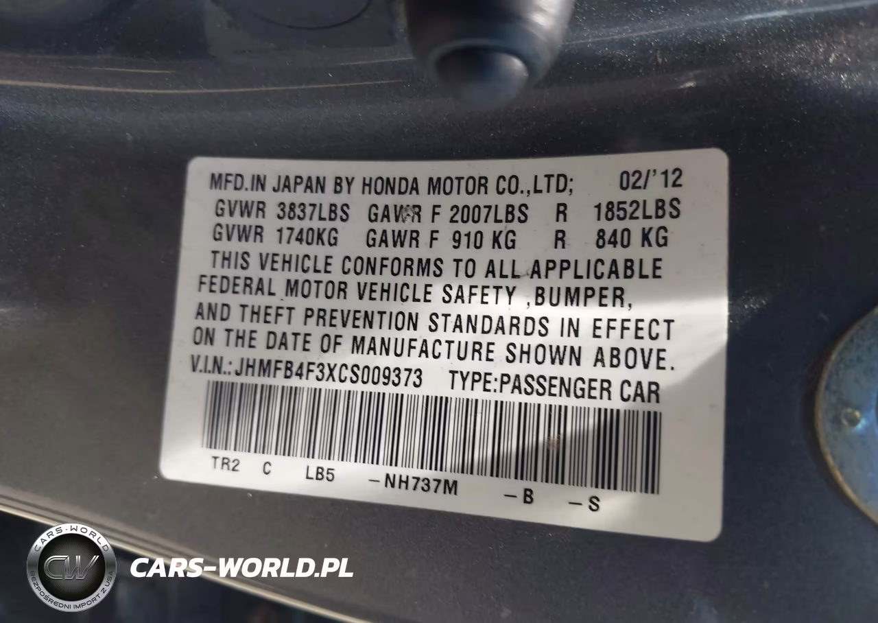 2012 Honda Civic Hybrid VIN:JHMFB4F3XCS009373 - 9