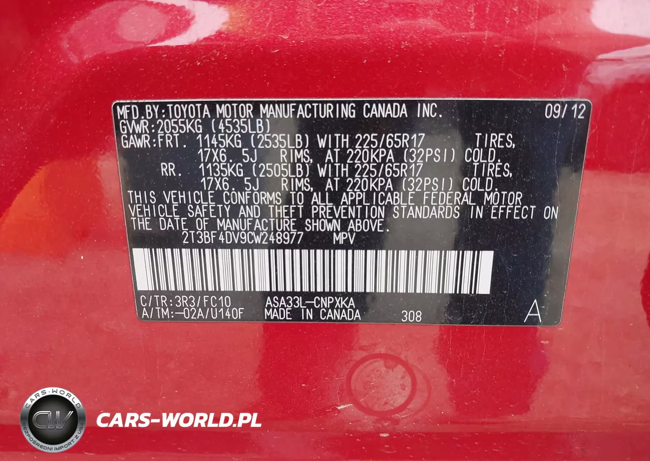 2012 Toyota Rav4 VIN:2T3BF4DV9CW248977 - 9