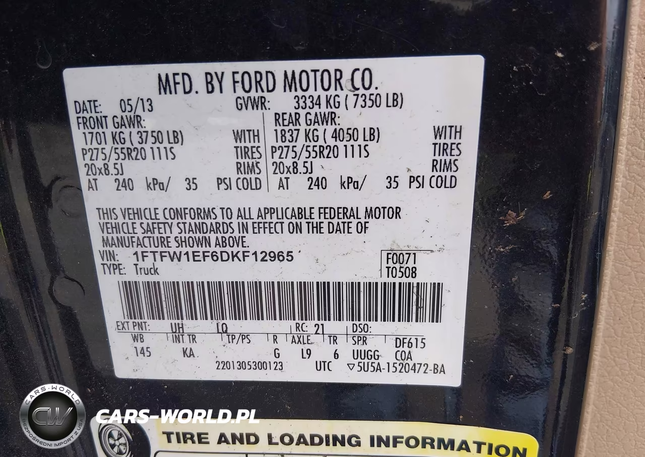 2013 Ford F-150 King Ranch VIN:1FTFW1EF6DKF12965 - 9