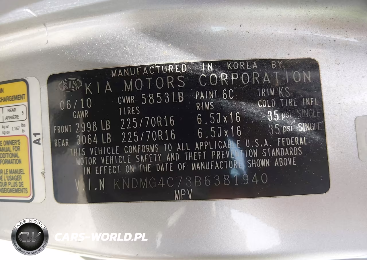 2011 Kia Sedona Lx VIN:KNDMG4C73B6381940 - 9