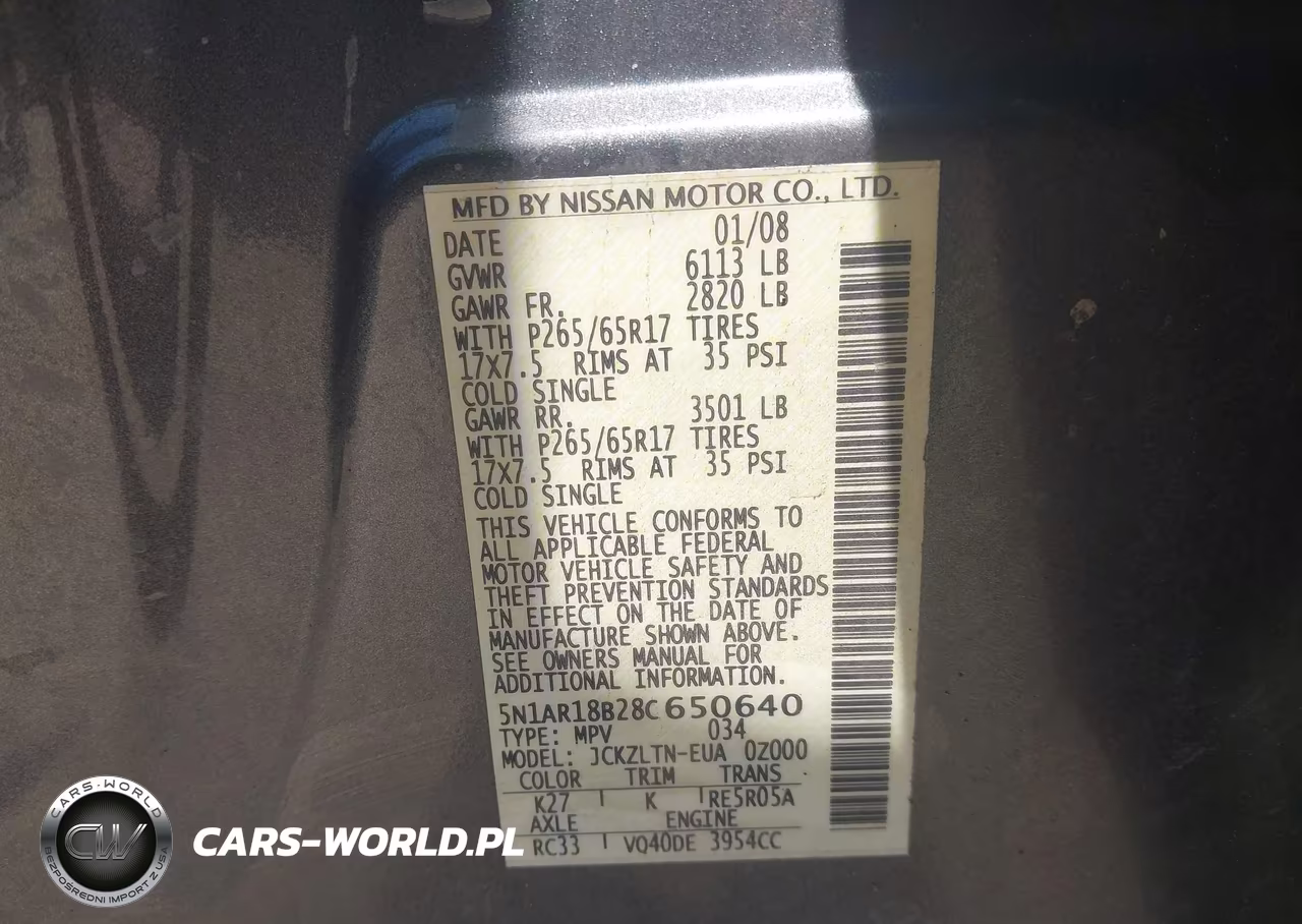 2008 Nissan Pathfinder Se VIN:5N1AR18B28C650640 - 9