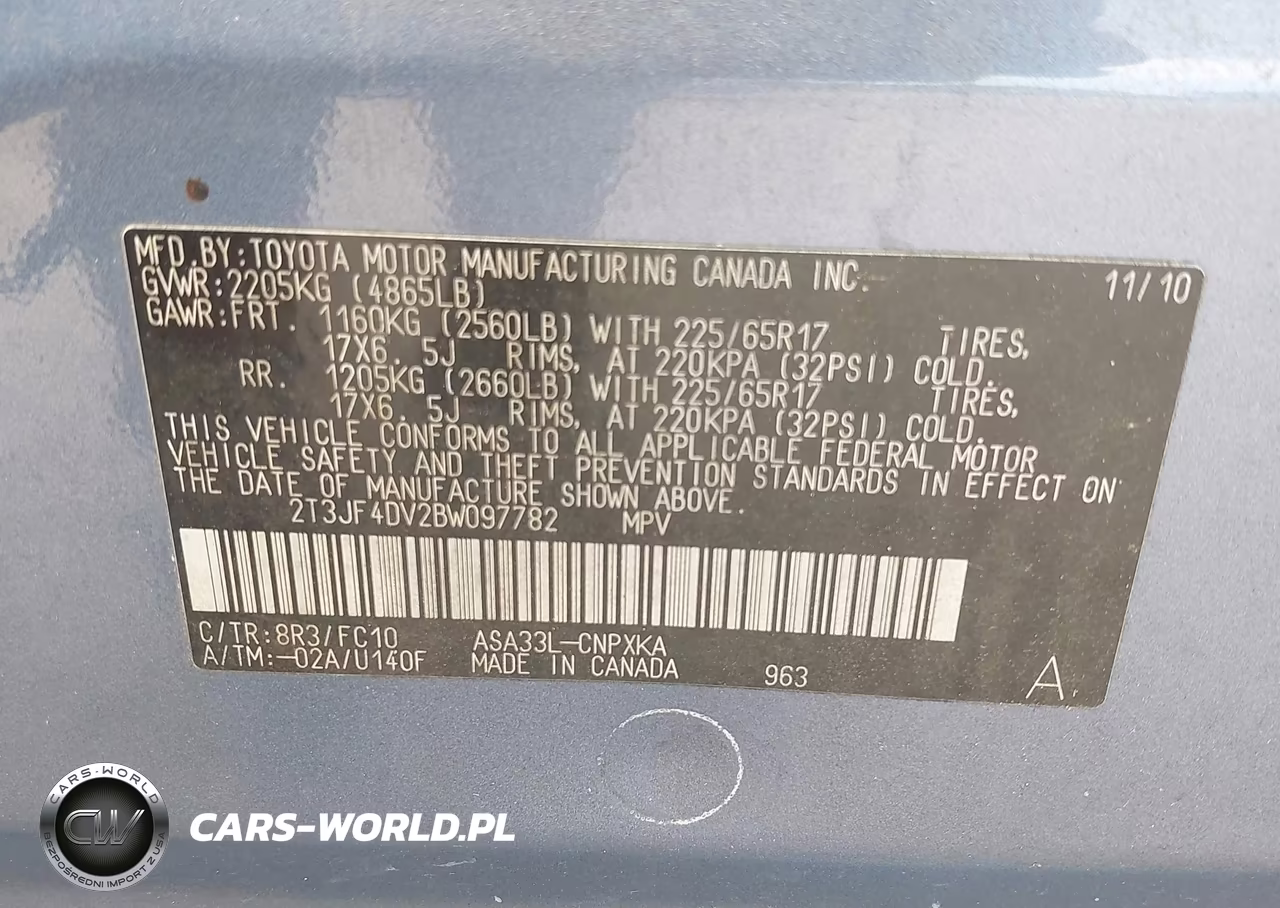 2011 Toyota Rav4 VIN:2T3JF4DV2BW097782 - 9