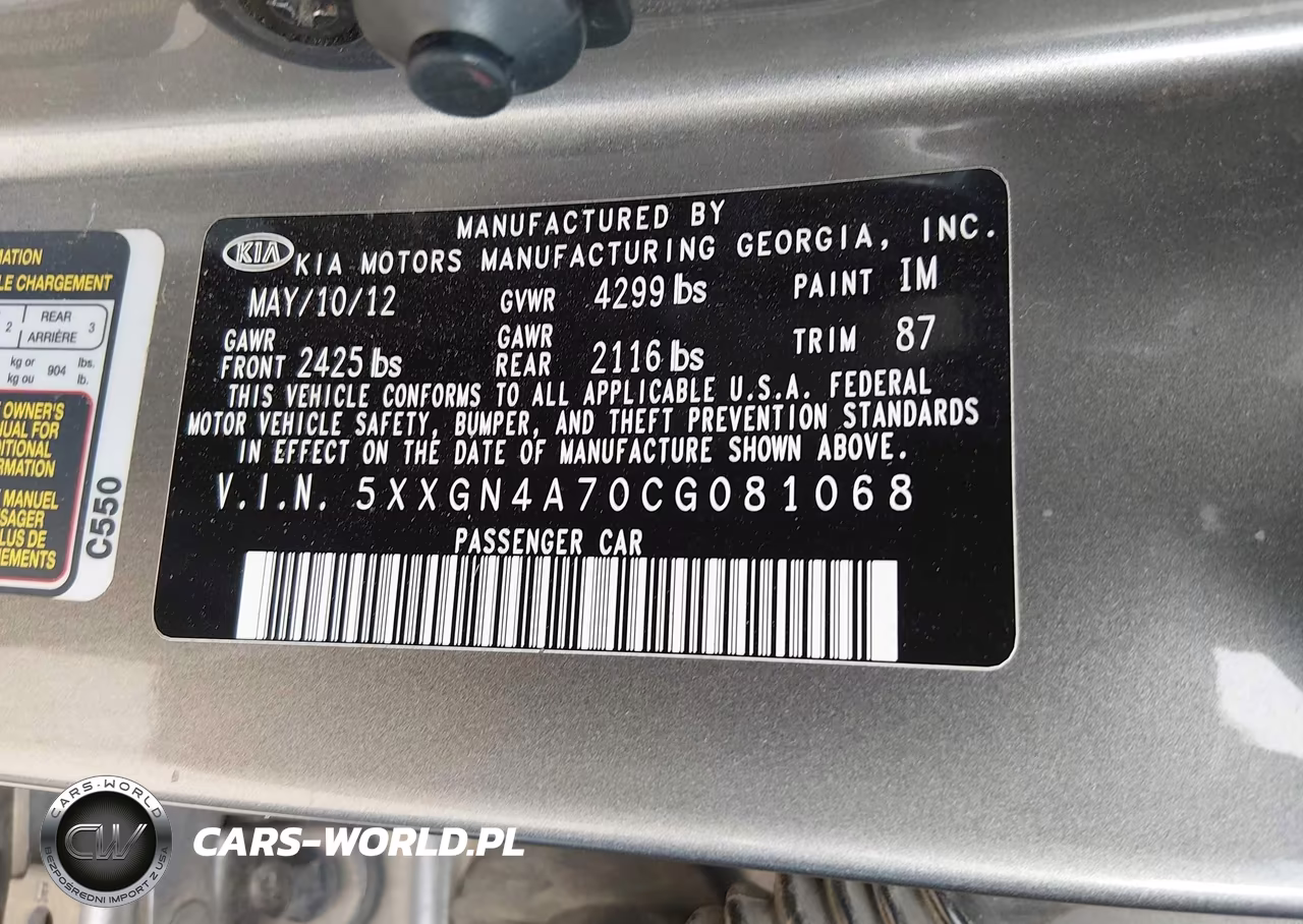2012 Kia Optima Ex VIN:5XXGN4A70CG081068 - 9