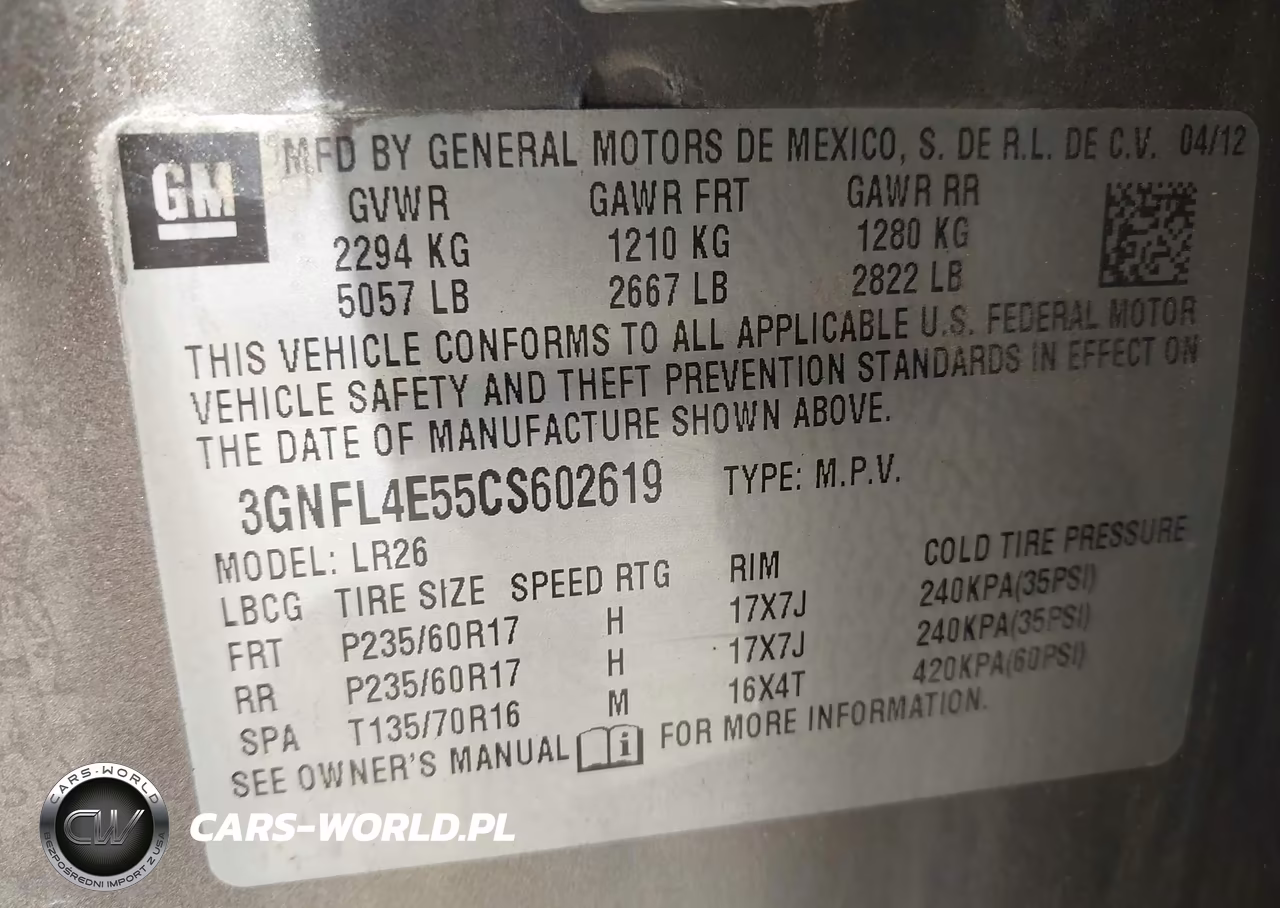 2012 Chevrolet Captiva Sport Ltz VIN:3GNFL4E55CS602619 - 9