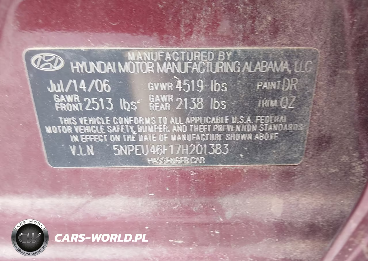 2007 Hyundai Sonata Limited-Se V6 VIN:5NPEU46F17H201383 - 9