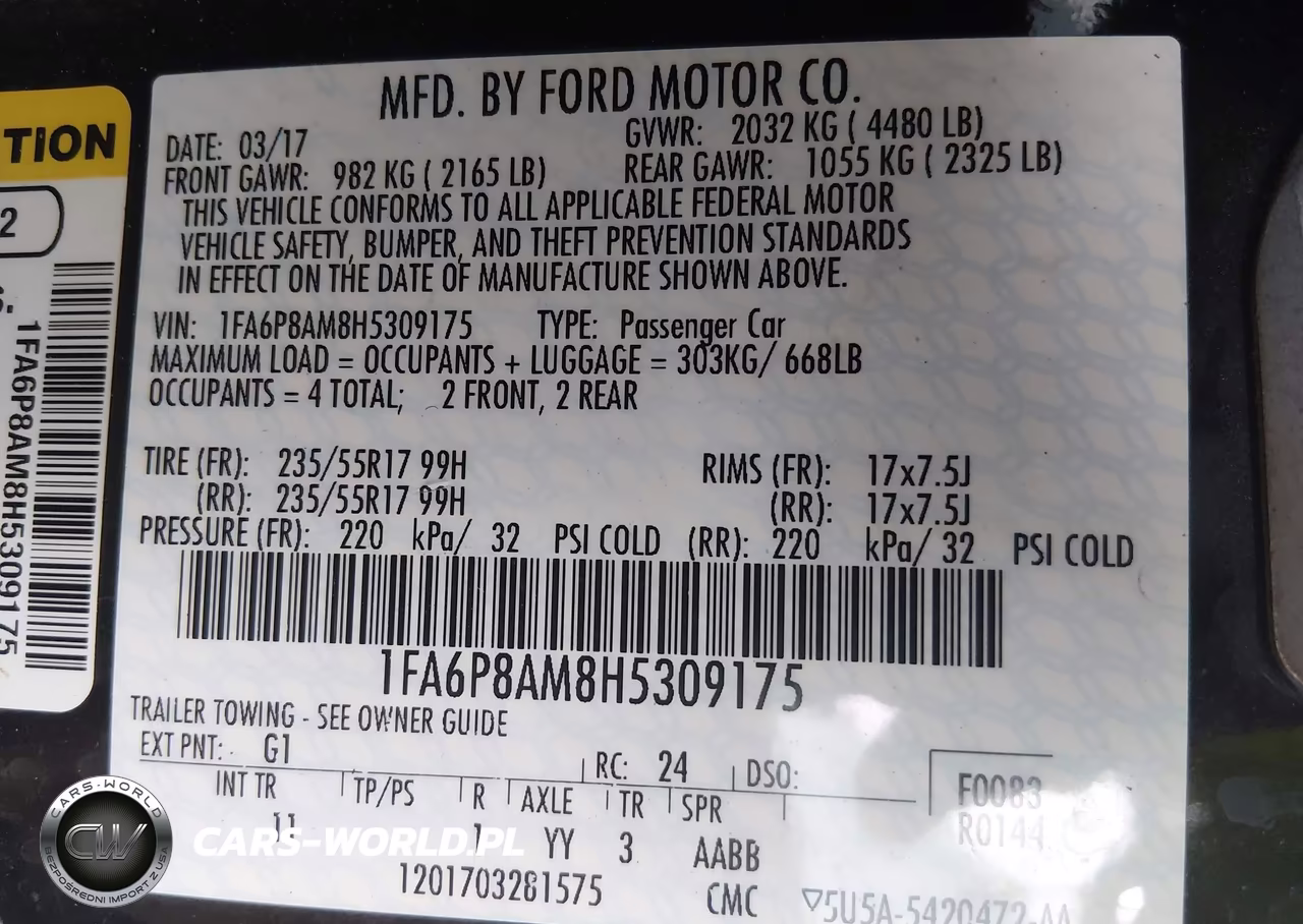2017 Ford Mustang V6 VIN:1FA6P8AM8H5309175 - 9