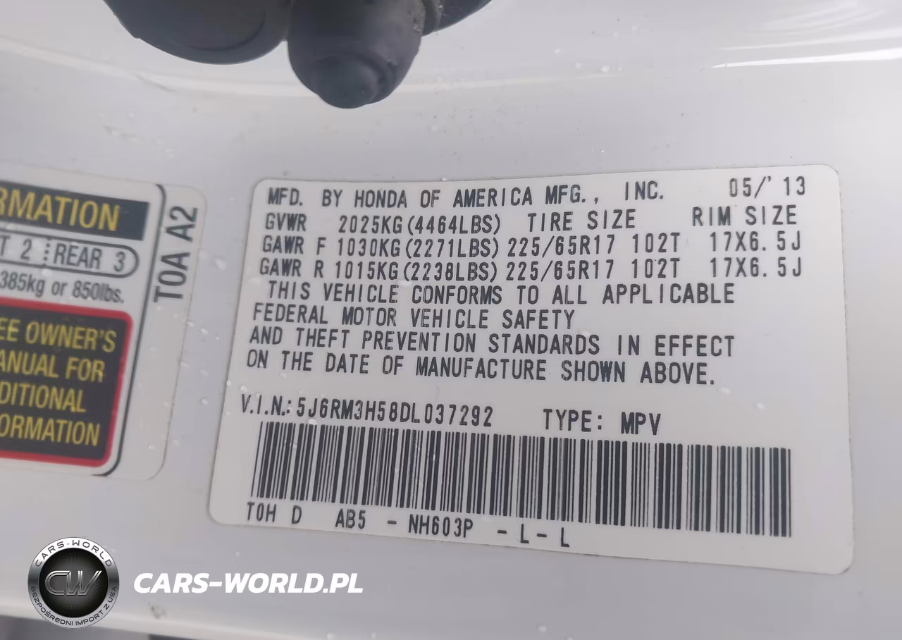 2013 Honda Cr-V Ex VIN:5J6RM3H58DL037292 - 9
