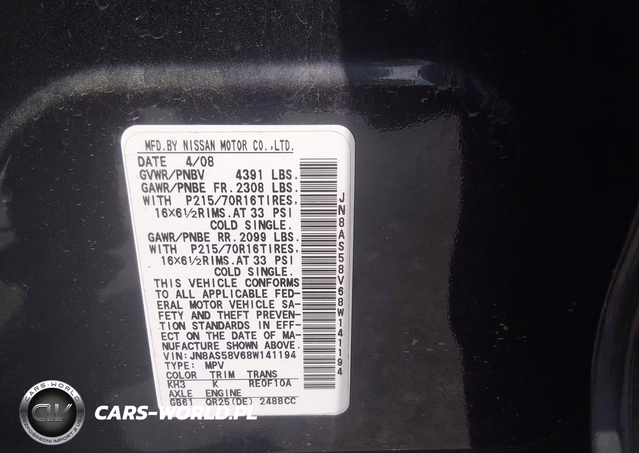 2008 Nissan Rogue S VIN:JN8AS58V68W141194 - 9