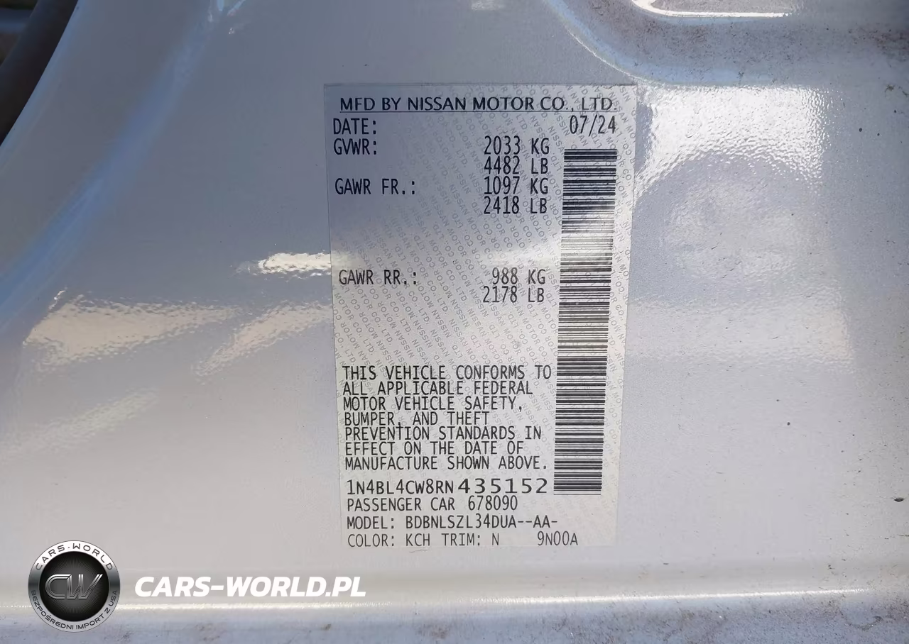 2024 Nissan Altima Sr Intelligent Awd VIN:1N4BL4CW8RN435152 - 9