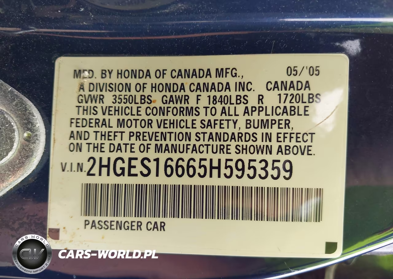 2005 Honda Civic Lx VIN:2HGES16665H595359 - 9