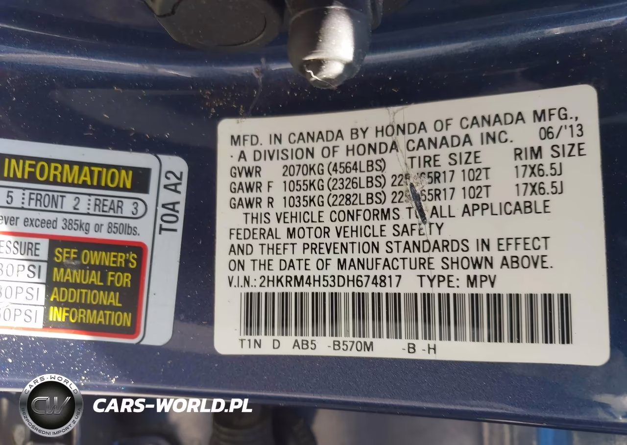 2013 Honda Cr-V Ex VIN:2HKRM4H53DH674817 - 9