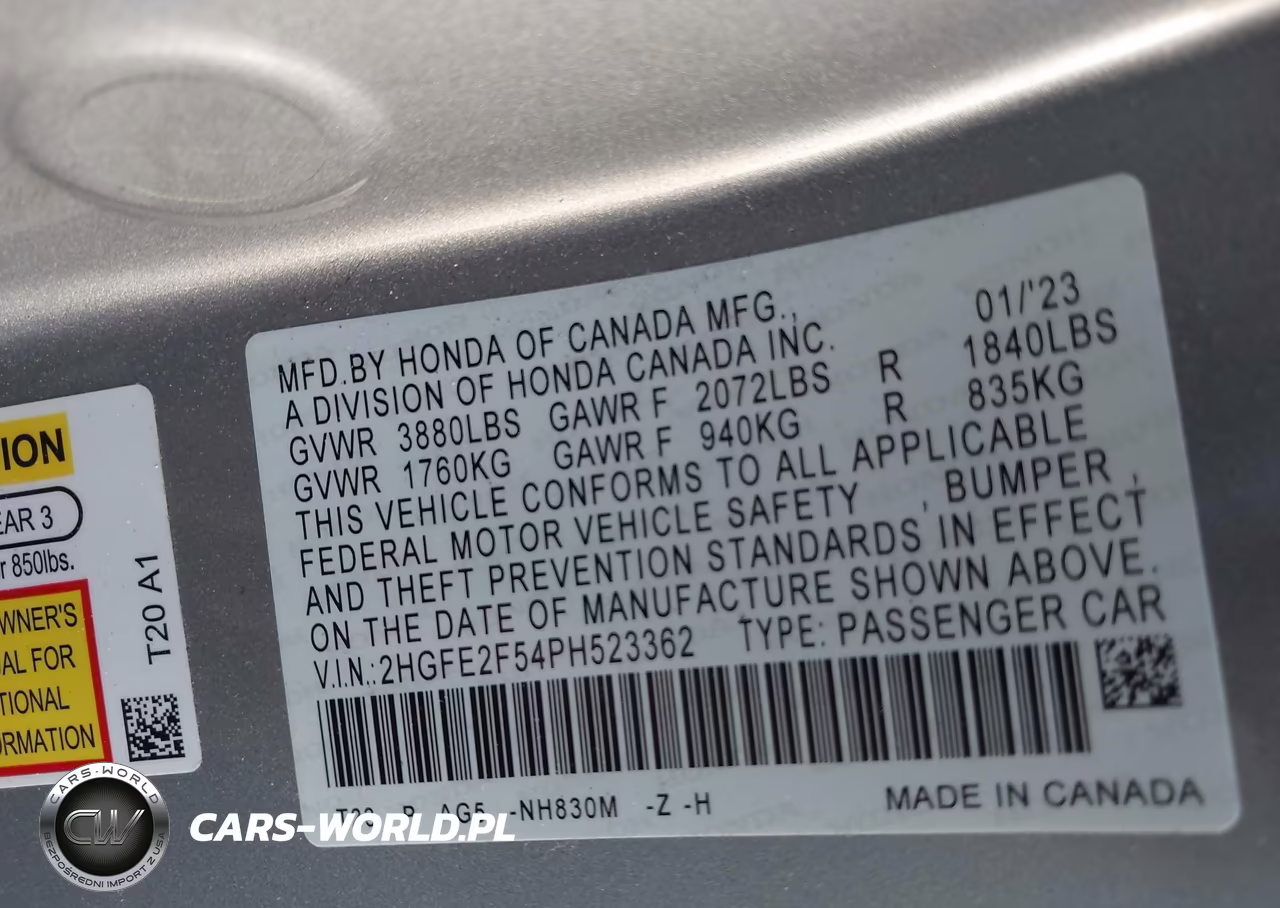 2023 Honda Civic Sport VIN:2HGFE2F54PH523362 - 9