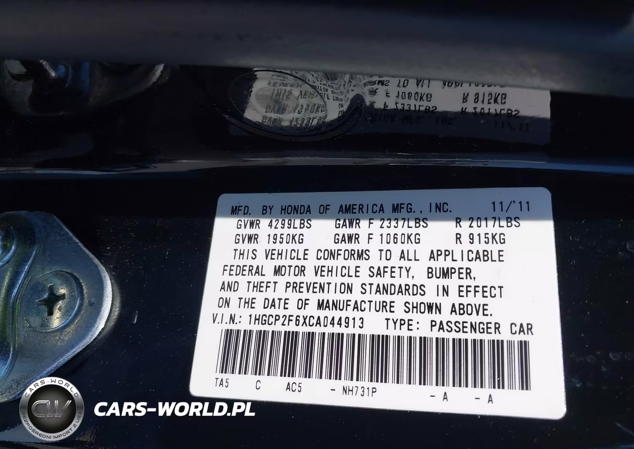 2012 Honda Accord 2.4 Se VIN:1HGCP2F6XCA044913 - 9