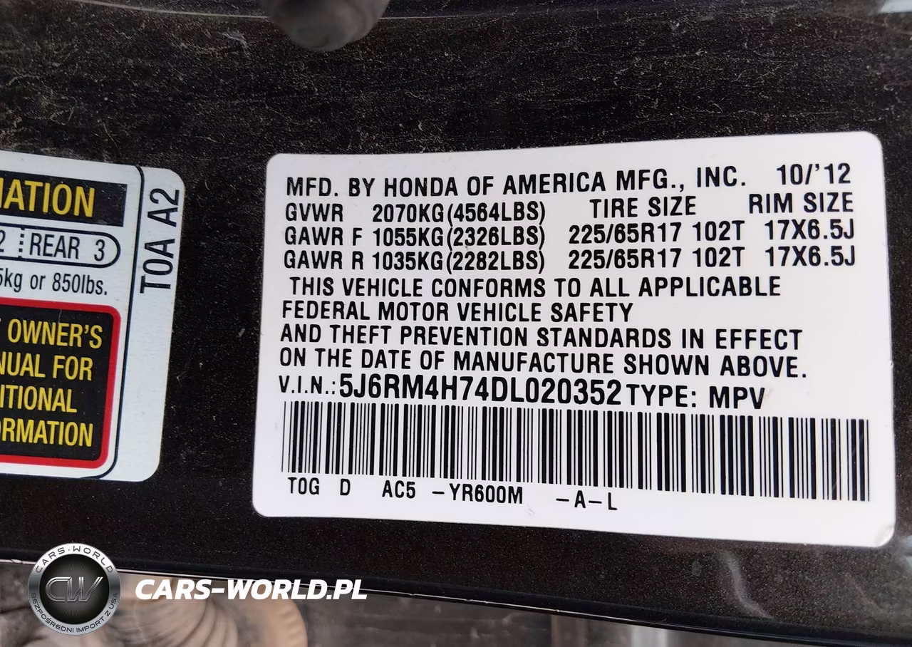 2013 Honda Cr-V Ex-L VIN:5J6RM4H74DL020352 - 9