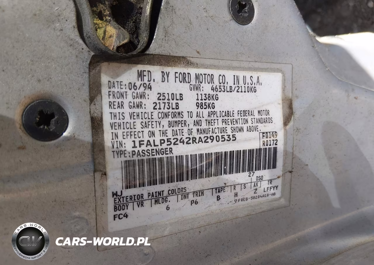 1994 Ford Taurus Gl VIN:1FALP5242RA290535 - 9