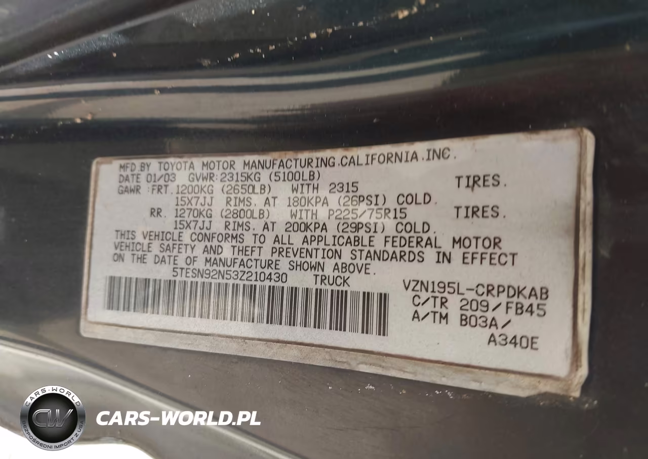 2003 Toyota Tacoma Prerunner V6 VIN:5TESN92N53Z210430 - 9